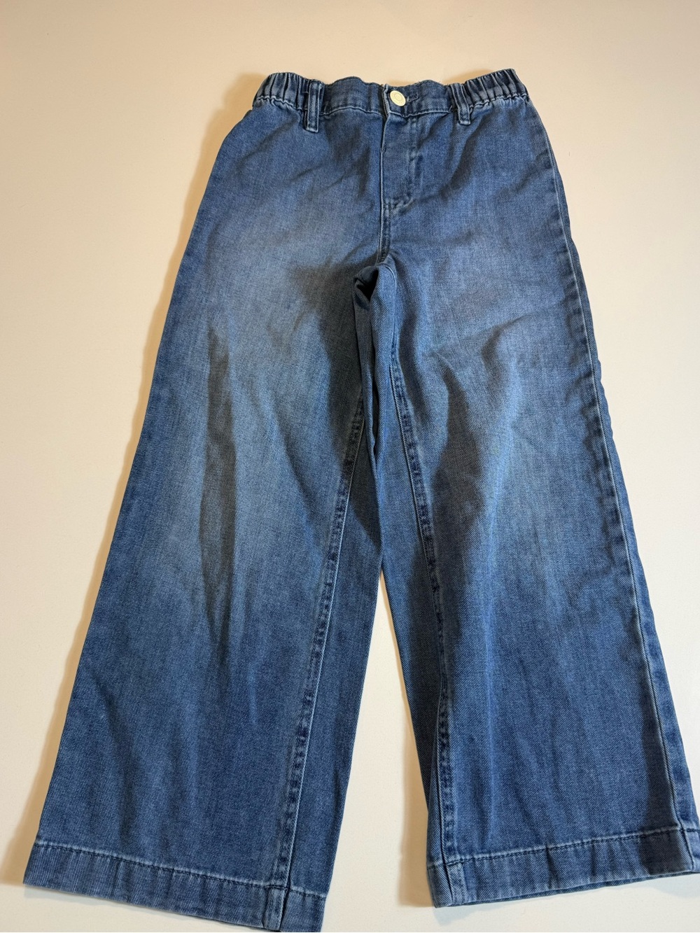 ZARA Girls Wide Leg Jeans Blue Denim Elastic Waist 8-9 Years